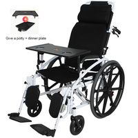 DXZA Lightweight and User-Friendly Wheelchair with Flip-Back, Arms and Elevating Rests for Extra Comfort, Black,NO2