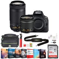 Nikon D5600 24.2MP DX-Format DSLR Camera with AF-P 18-55mm VR and 70-300mm ED Lens Bundle with 64GB Memory Card, Professional Editing Suite, Deco Gear Camera Bag (Medium) with Accessories (9 Items)