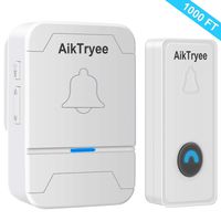 Wireless Doorbell, Wireless Door Bell Chime Kit with LED Light, Easy Install, Over 1000-feet Range, 58 Chimes, by AikTryee (Classic White)