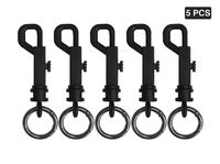ELVES 5PCS Plastic Connection Buckle Swivel Key Chain with Mini Circle Round Carabiner Spring Snap Clip Hook Aluminum Alloy Ring for Outdoor Camping, Hiking, Fishing, Lanyard, Pet Leash