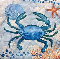 Creative Converting Set of 36 Luncheon Paper Napkins ~ Watercolor Crab
