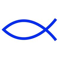 Christian Fish Jesus [Pick Any Color] Vinyl Transfer Sticker Decal for Laptop/Car/Truck/Window/Bumper (4in x 1.7in (Laptop Size), Blue)
