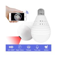 FZOON Bulb Lamp Wireless WiFi IP Camera 1080P 960P FishEye Home Security Camera 360 Degree Night Vision Support 128GB Card,1080P IR Add 32G,US Plug