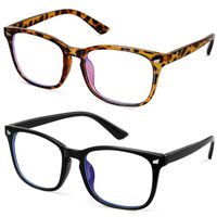 GEKKALE Blue Light Blocking Computer Glasses Square Nerd Eyeglasses Frame Anti Eye Strain Headache Computer Reading Glasses UV400 Transparent Lens, 2 Pack