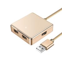 Soopii 4-Port USB 2.0 Hub Splitter for Surface Book 2, Microsoft Surface Pro, iMac, iMac Pro, Mac Pro, MacBook Air, Chromebook, Apple-Style Aluminium Finish, Palm-Size and Lightweight Design (Gold)