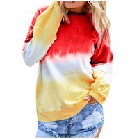 haoricu Women's Casual Triple Color Block Long Sleeve Pullover Loose Lightweight Tops Sweatshirts (A-Red, M)
