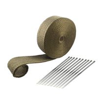 ARTR Titanium Lava Fiber 2 Inch x 50 Feet Exhaust Header Wrap Kit with 10pcs 11.8 Inch Stainless Steel Locking Ties