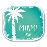 2 x 10cm/100mm Miami USA Vinyl SELF ADHESIVE STICKER Decal Laptop Travel Luggage Car iPad Sign Fun #6347