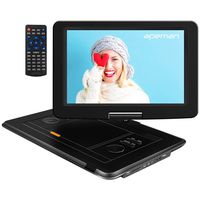 APEMAN 15'' Portable DVD Player with Swivel Screen Remote Control Support SD Card USB DVD AV in/Out Earphone Speaker 6 Hours Built-in Rechargeable Battery for TV Kids Car Travel Companion