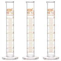 StonyLab 3-Pack Borosilicate Glass 50ml Heavy Wall Graduated Cylinder Measuring Cylinder - 50ml