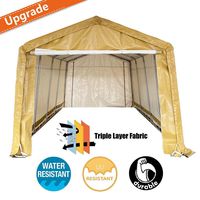 kdgarden 10' x 20' Heavy Duty Carport Portable Garage Enclosed Car Canopy Outdoor Instant Shelter Party Tent with Sidewalls for Auto and Boat Storage, Upgrade Waterproof and UV-Treated Fabric, Khaki