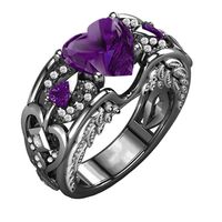 Fxbar Popular Heart Rings 2019 New Women Eternity Promise Wedding Rings Couple Personalized Gemstone Jewelry (Purple,6)