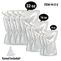 Cruise Flask Concealable and Reusable Kit - Sneak Alcohol Anywhere - 4 x 32 oz + 2 x 16 oz + 2 x 8 oz + 1 Funnel