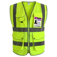 JKSafety 9 Pockets Class 2 High Visibility Zipper Front Safety Vest With Reflective Strips, Yellow Meets ANSI/ISEA Standards (Medium)