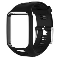HUVE Silicagel Replacement Watchband Watch Strap 25cm Long for Tomtom 2/3 /Spark/Spark3/Series GPS Watch with Screen Protectors (Black)
