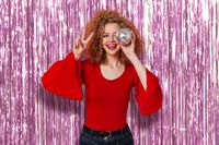 Treasures Gifted Baby Light Pink Metallic Foil Fringe 3 x 8 Feet Tinsel Curtains Pack of 2 Photo Booth Props Backdrop for Sweet 16 Party Baby Shower Birthday Engagement Gender Reveal Party