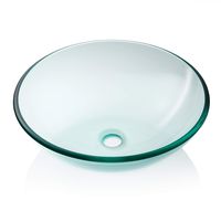 Miligore Modern Glass Vessel Sink - Above Counter Bathroom Vanity Basin Bowl - Round Clear