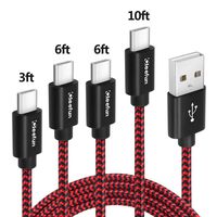 CLEEFUN [4-Pack] USB Type C Cable [3ft/6ft/6ft/10ft], Fast Charging USB C Charger Cord for Samsung Galaxy S10e S10 S9 S8 Plus S10+ S9+ Note 9 Note 8, LG Stylo 4 V40 V35 V30 G7 G6 G5 - Nylon Braided