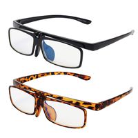 Liansan 2 Pack Flip Up Lens Anti Glare Blue Light PC Computer Reading Glasses for Men and Women Black Tortoiseshell +200