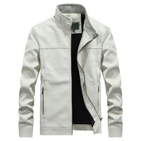 YiYLunneo Men's Leather Jacket Casual Slim Lightweight Zipper Coat Vintage Military Motorcycle Bomber Jackets White