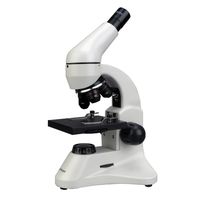 AmScope M120B-2L-PB10 Compound Monocular Microscope, WF10x and WF20x Eyepieces, 40x-800x Magnification, Brightfield, Upper and Lower LED Illumination, Plain Stage, Includes Blank and Prepared Slides, and Introductory Microscopy Book