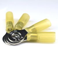 DZSE Elec 10pcs M8 24A Heat Shrink Ring Wire Connector Nylon Fully Insulated Waterproof Butt Marine Automotive Electrical Wiring Crimp Terminals 5/16" AWG 12-10 Yellow
