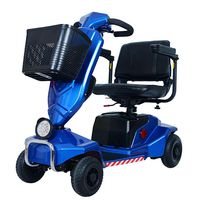 DONGBALA Powered Mobility Scooter, Intelligent Electric Wheelchair Four-Wheeled Wheelchair Foldable Detachable Long Range Travel Scooter Comfort Seat for Disabled Elderly Blue