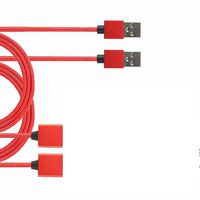 [2-Pack 2.6ft] DR Magnetic USB Charger Cable, Double-Braided Nylon Fast Charging Cable. (Red)