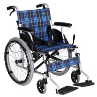 wheelchair Lightweight Folding Transport, Ultra Light Manual Medical, Foldable backrest Front and Rear Brake Control Band Pushing The Ring