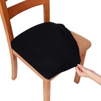 smiry Stretch Spandex Jacquard Dining Room Chair Seat Covers, Removable Washable Anti-Dust Dinning Upholstered Chair Seat Cushion Slipcovers - Set of 2, Black