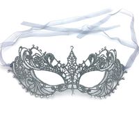 iMapo Masquerade Mask with Rhinestones, for Mardi Gras Masks for Women Lady, Halloween Christmas Cosplay Venetian Party Prom Ball Lace Eye Masks - Silver