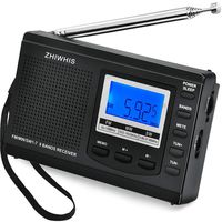 AM/FM/SW Radio, ZHIWHIS Portable Digital Alarm Clock Radio with Sleep Timer Function, Battery Operated Stereo Radio, Earphone Included (Batteries not Included, Black)