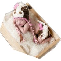 Newborn Monthly Baby Photo Props Outfits Crochet Horse Set for Girls Photography Shoot