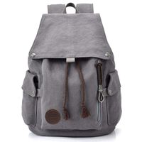 HOME•F Canvas Backpack Vintage Backpack Daypack for Men Women Laptop School Travel Rucksack (Grey)