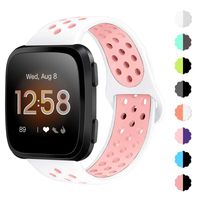 NANW Bands Compatible with Fitbit Versa/Versa 2 / Versa Lite Edition Small Large, Soft Silicone Replacement Band for Versa/Versa 2, Air Hole Wristband Strap for Women Men