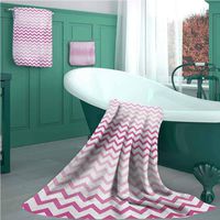 Pale Pink Hand Towel, Personalized Gift, Set of 3, Chevron Zigzag Pattern with Twisted Parallel Lines in Vibrant Tones Graphic, Lightweight, Quick Dry Towel, for Beach, Travel, Swim, Camping