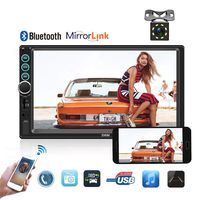 Double Din Car Stereo with Bluetooth - 2 Din Head Unit, 7in Touch Screen Car Radio MP5 Player Autoradio TF USB FM Radio Mirror Link with Backup Camera and Remote Control