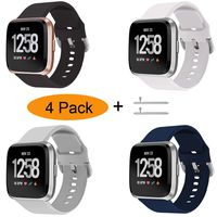 Xilaiw 4 Packs Bands Compatible with Fitbit Versa/Versa2/Versa Lite for Women and Men, Soft Replacement Wristband Waterproof Sport Strap for Fitbit Versa Smart Watch