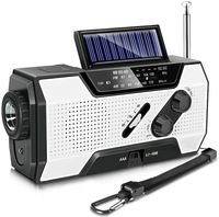 Emergency Radio, Solar Hand Crank AM/FM/NOAA Weather Radio for Household and Outdoor Emergency, with LED Flashlight, Reading Lamp, 2000mAh Power Bank USB Charger and SOS Alarm White