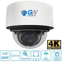GW Security 8 Megapixel 4K (3840x2160 @30fps Real-time) 4X Optical Motorized Zoom Outdoor Indoor IK10 Vandalproof Sony Starvis Onvif H.265 8MP Dome PoE IP Camera, Audio&Alarm Port, 140FT Night Vision