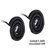 Telephone Phone Handset Cable Cord,Uvital Coiled Length 1.56 to 13 Feet Uncoiled Landline Phone Handset Cable Cord RJ9/RJ10/RJ22 4P4C(Black,2 PCS)