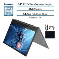 Lenovo, Flex 6 14'' 2in1 X360 Convertible FHD Touchscreen IPS Thin Light Laptop, Intel 4 Cores i5-8250U, 8GB RAM, 512GB Pcie SSD, HDMI, Backlit Keyboard, Fingerprint Reader, Windows 10 W/Accessories
