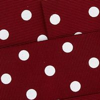 3/8" Grosgrain Ribbon White Dots 789 Maroon 25yd