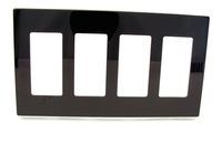 Leviton 80312-SE 4-Gang Decora Plus Wallplate Screwless Snap-On Mount, Black