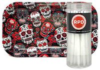 Bundle - 2 Items - 50 JWare King Size Cones with Rolling Paper Depot Rolling Tray (Skulls)