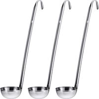 meekoo 3 Pieces Stainless Steel Ladle Soup Handle Ladle with Pouring Rim for Kitchen Cooking Soup Sauce (1 oz)