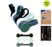 Sunny Eli Cable Management, Reusable Silicone Cable Ties, Cord Organizer, Twist Ties, Multi-use Magnetic Cable Ties, Cable Organizer, Cord Keeper, Bookmark Clips, Fridge Magnets - 6pcs (Lime Logo)