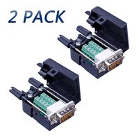 Anmbest 2PCS DB9 Solderless RS232 D-SUB Serial to 9-pin Port Terminal Male Adapter Connector Breakout Board with Case Long Bolts Tail Pipe (2PCS Male)