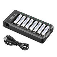 AAA Rechargeable Batteries 8 Pack, POWEROWL1000mAh High Capacity Low Self Discharge Ni-MH Batteies with Smart 8 Bay Battery Charger (USB Fast Charging, Independent Slot)