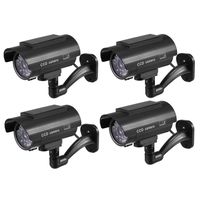 uxcell Fake Security Camera Solar Powered Dummy CCTV Surveillance System with Blinking Red LED Warning Light, Sticker for Home Outdoor Indoor Black 4pcs